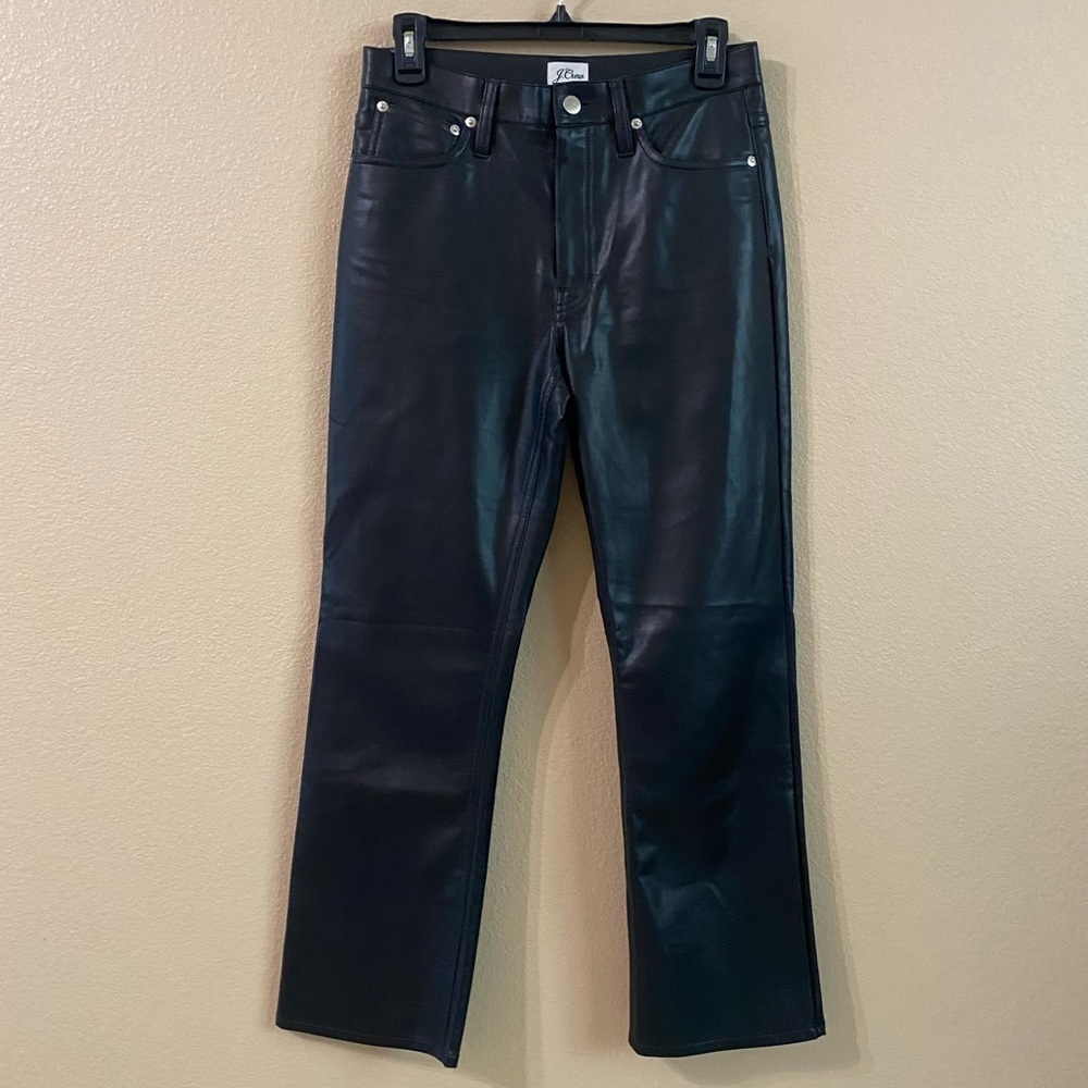 J.Crew New Size 27 Black High Rise Slim Demi Boot Buttery Soft Faux Leather Pant